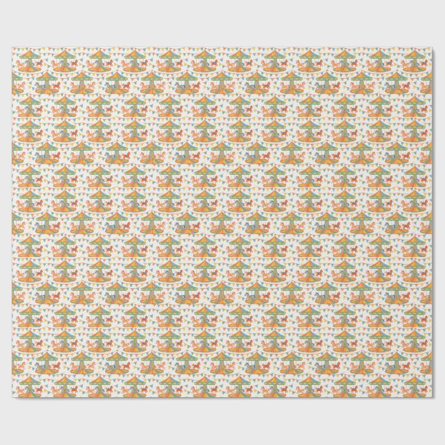 Papier Cadeau Anniversaire adorable du carrousel (Plat)