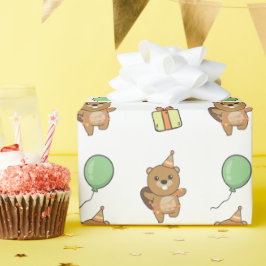 Papier Cadeau Anniversaire Animal Cute Beaver Anniversaire de en
