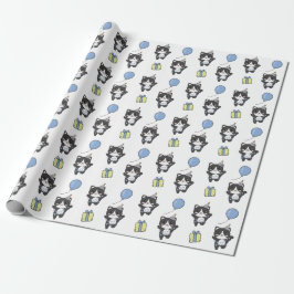 Papier Cadeau Anniversaire Animal Cute Chat pour enfants Fête d'