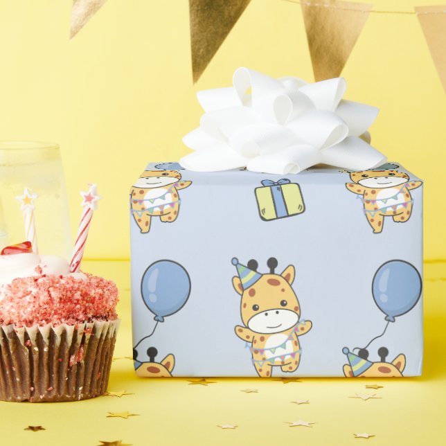 Papier Cadeau Anniversaire Animal Cute Giraffe Anniversaire de e (Fête d'anniversaire)