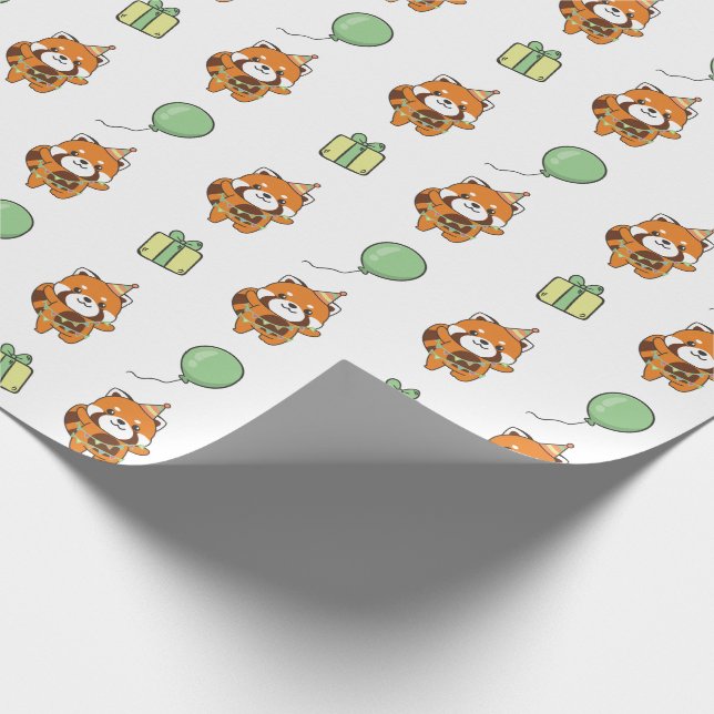 Papier Cadeau Anniversaire Animal mignonne Red Panda Anniversair (Coin)