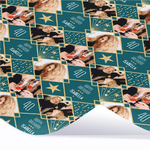 Papier Cadeau Anniversaire Art Déco Photo Personnalisée Tout Âge