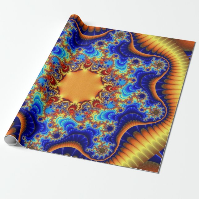 Papier Cadeau Anniversaire bleu, orange et jaune (Déroulé)