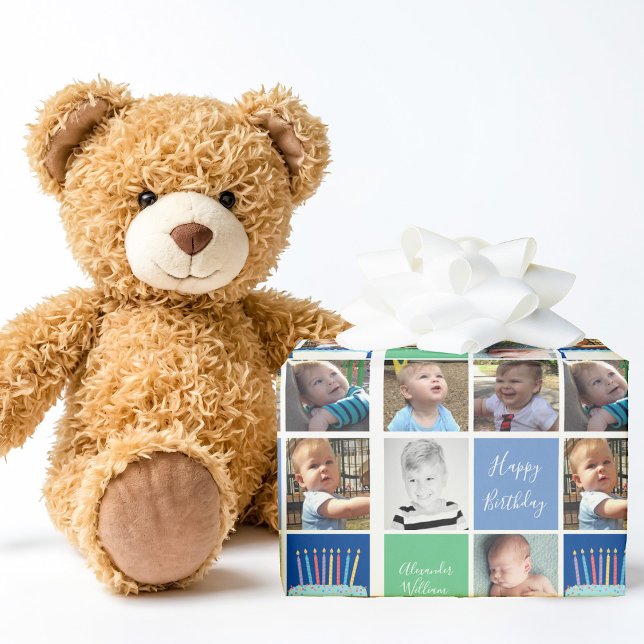 Papier Cadeau Anniversaire Boy Photo Collage Modèle Cute Kids (Créateur téléchargé)