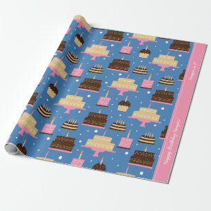Papier Cadeau Anniversaire Cake Motif Nom et salutation personna
