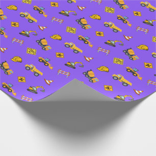 Papier Cadeau Anniversaire Construction Violet