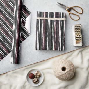 Papier Cadeau Anniversaire de bandes vertes Bourgogne noires