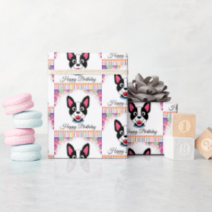Papier Cadeau Anniversaire de Boston Terrier