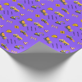 Papier Cadeau Anniversaire de construction personnalisé violet