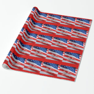 Papier Cadeau Anniversaire de drapeau américain, enveloppe de