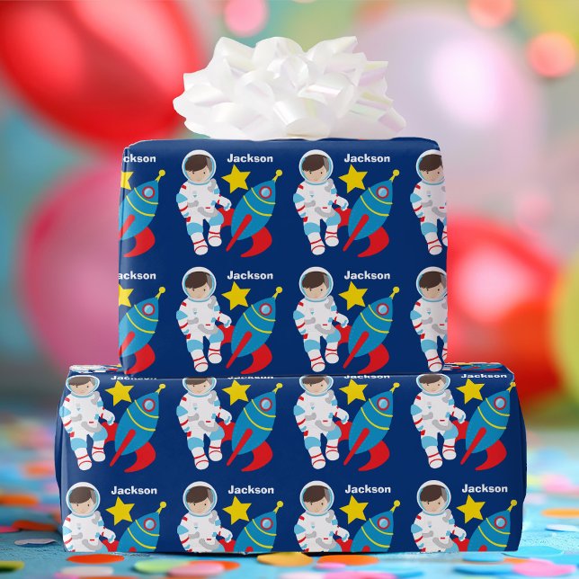 Papier Cadeau Anniversaire de enfant cool de l'astronaute spatia (Créateur téléchargé)