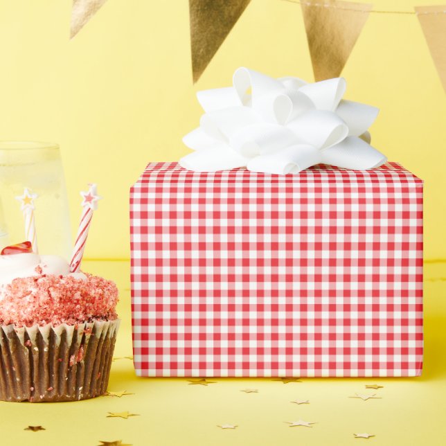Papier Cadeau Anniversaire de enfant En vichy Farm Red (Fête d'anniversaire)