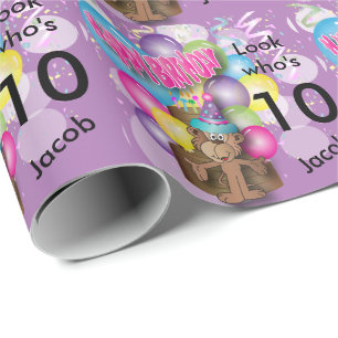 Papier Cadeau Anniversaire de enfant mignon de pourpre de singe