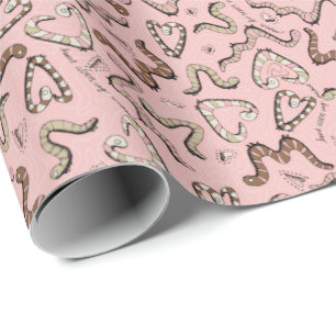 Papier Cadeau Anniversaire de enfant mignon de vers de coeur ros
