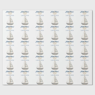 Papier Cadeau Anniversaire de enfant nautique   Bateau bleu et b