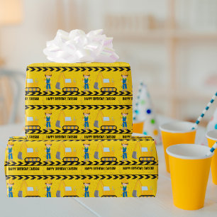 Papier Cadeau Anniversaire de enfant personnalisé Cool Construc