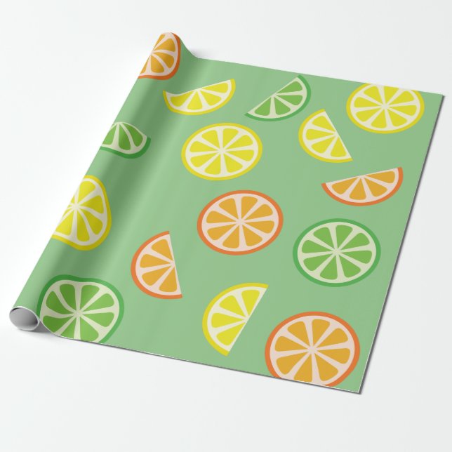 Papier Cadeau Anniversaire de fruit mignon de tranche d'agrume (Déroulé)