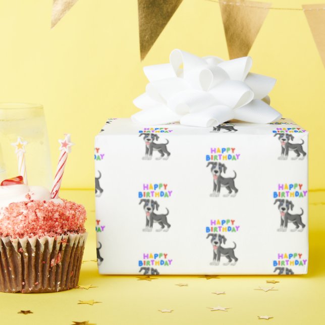 Papier Cadeau Anniversaire de Great Dane (Fête d'anniversaire)