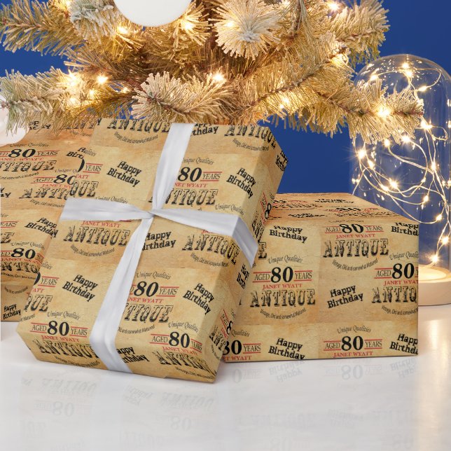 Papier Cadeau Anniversaire de Grunge | 80e anniversaire (Vacances)