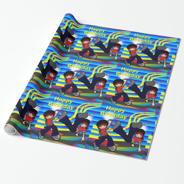 Papier Cadeau Anniversaire de KidsHappy du break dance 2 de hip (Déroulé)