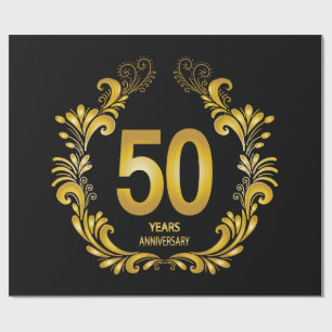 Papier Cadeau Anniversaire de la Parties scintillant d'or de 50