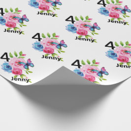 Papier Cadeau Anniversaire de la petite fille Nom personnalisé e