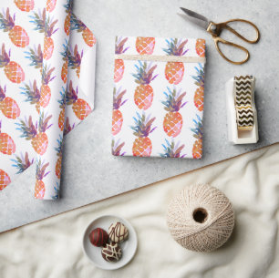 Papier Cadeau Anniversaire de l'ananas tropical moderne