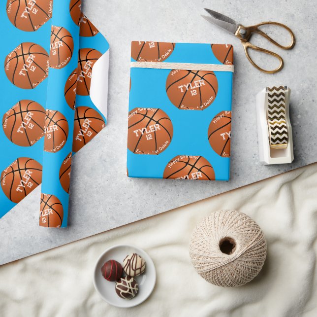 Papier Cadeau Anniversaire de l'enfant, basket-ball, âge du nom, (Artisanat)