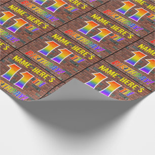 Papier Cadeau ANNIVERSAIRE de regard d'arc-en-ciel de graffiti