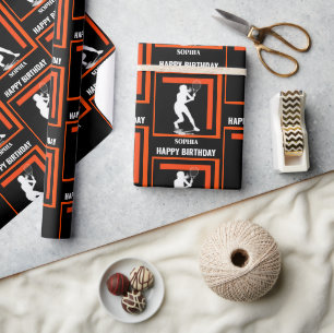 Papier Cadeau Anniversaire de Tennis, Joueuse de Tennis Fille