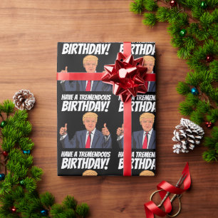PAPIER CADEAU ANNIVERSAIRE D'ENFANCE DONALD TRUMP