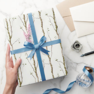 Papier Cadeau Anniversaire des arbres bruns verts