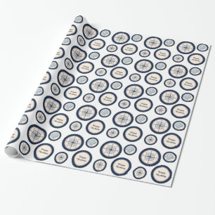Papier Cadeau Anniversaire des coquillages et de la boussole