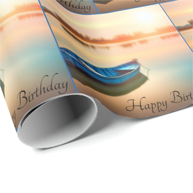 Papier Cadeau Anniversaire du Bleu Vieux (Coin rond)