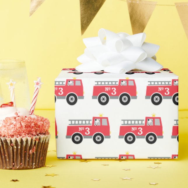Papier Cadeau Anniversaire du camion-feu (Fête d'anniversaire)