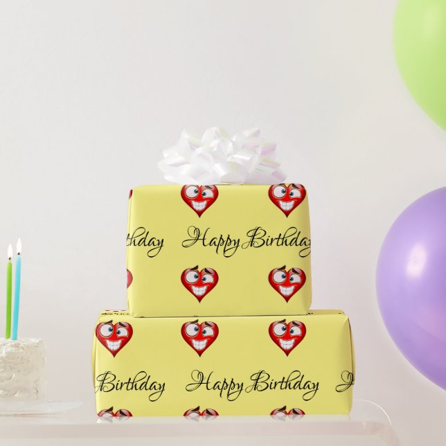 Papier Cadeau Anniversaire du coeur (Cadeaux de fête)