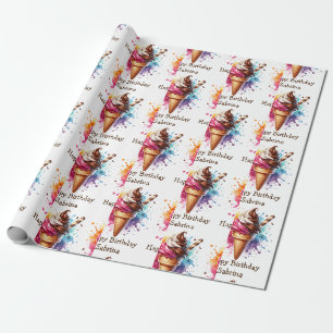 Papier Cadeau Anniversaire du cône de crème glacée personnalisée