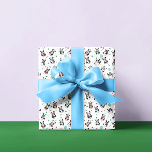 Papier Cadeau Anniversaire du Motif Cute Panda Blanc