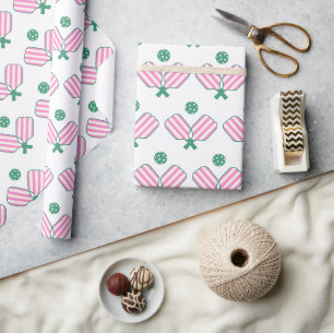 Papier Cadeau Anniversaire du Pickleball rose et vert