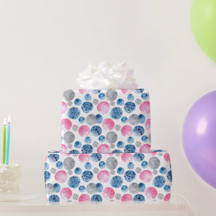 Papier Cadeau Anniversaire Fantaisiste Points Rose Bleu Gris