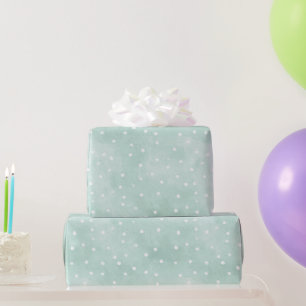 Papier Cadeau Anniversaire Féminin Menthe Petits Points Blancs