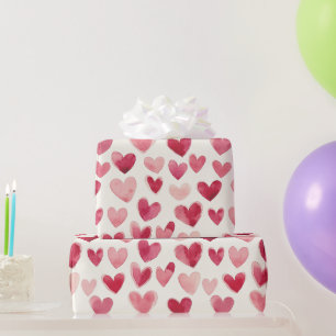 Papier Cadeau Anniversaire Fille Rose Rouge Coeurs Crème