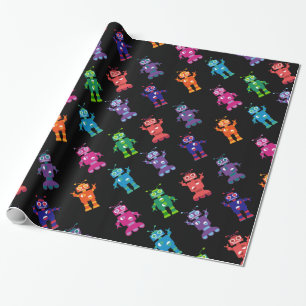 Papier Cadeau Anniversaire fol d'arc-en-ciel de motif de robot