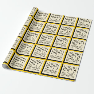 Papier Cadeau Anniversaire géométrique d'or joyeux