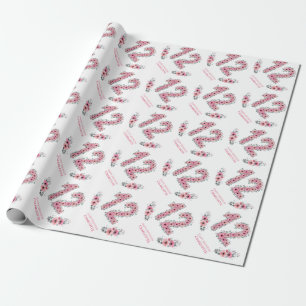 Papier Cadeau Anniversaire Grosse 12ème Fille Fleurs roses Volag