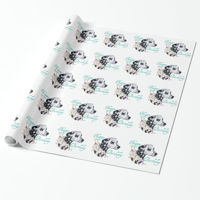 Papier Cadeau Anniversaire heureux de Dalmatie (Déroulé)