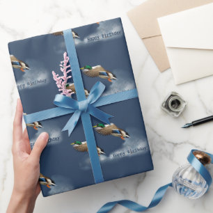 Papier Cadeau Anniversaire Mallard Canard Volant Au-Dessus De L'