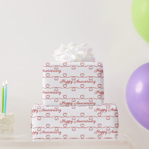 Papier Cadeau Anniversaire mariage Coeurs rouges