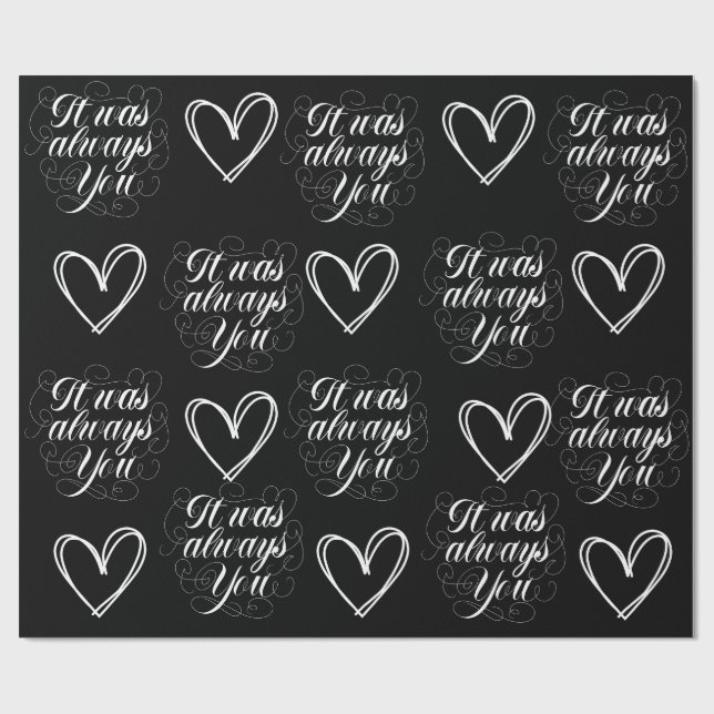 Papier Cadeau Anniversaire mariage Noir romantique (Plat)