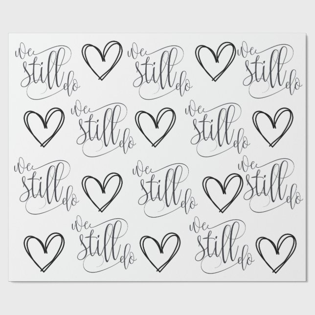 Papier Cadeau Anniversaire mariage Thème noir et blanc (Plat)